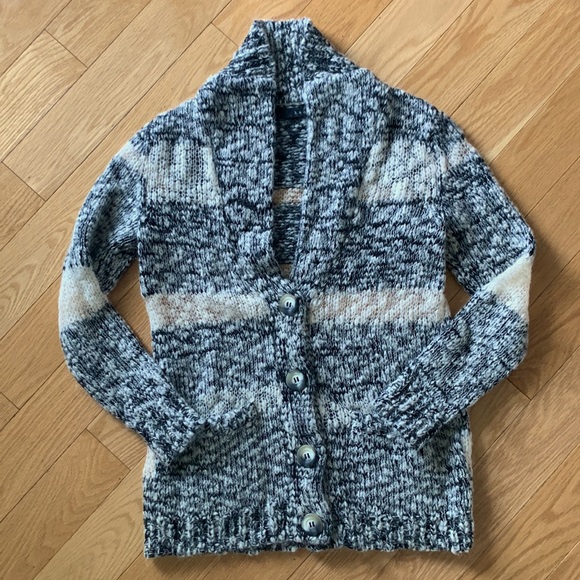 Hand knit designer wool mohair blend cardigan - Picture 1 of 5